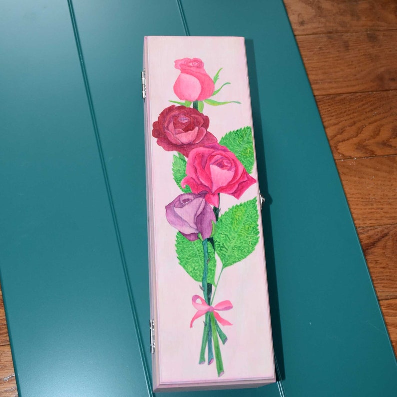Hand Painted Roses Wooden Jewelry Box