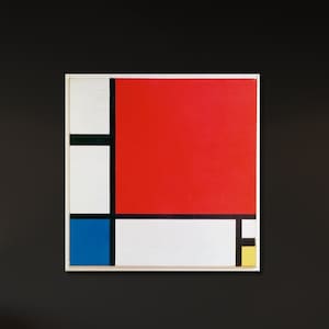 Piet Mondrian&#39;s &quot;Composition II in Red,Blue and Yellow&quot; Canvas Wall Art,Piet Mondrian Poster,Mondrian Exhibition Canvas,Abstract Home Decor