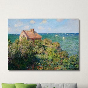 Claude Monet&#39;s Fisherman&#39;s Cottage At Varengeville Print,Claude Monet Landscape Canvas WallArt,Claude Monet Exhibition Poster,Home Decors