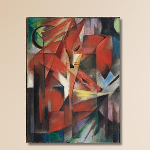 Franz Marc&#39;s The Foxes Canvas Art Print,Franz Marc Poster,Franz Marc Artwork,Abstract Wall Decor,Modern Abstract Animal Artwork Gift