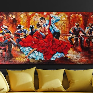 Tango Wall Art Canvas,Tango Lovers Print Art,Tango Canvas Print,Dancing Couple Wall Art,Modern Canvas Home Decor,Music Room Art