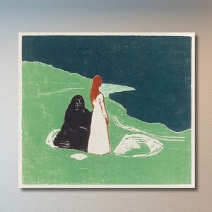 Two Women on the Shore (1898) by Edvard Munch Print Wall Art,Munch Canvas,Edvard Munch Poster,Museum Print,Vintage Art Poster,Fine Art