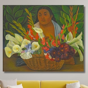 Wall Art &quot;The Flower Seller&quot; by Diego Rivera,Diego Rivera Canvas Wall Art,Diego Rivera Print Art,Diego Rivera Poster Wall Decor,Art Print