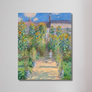 Claude Monet Canvas Canvas Wall Art, “The Artist&#39;s Garden at Vetheuil” by Claude Monet Poster Art Print,Modern Wall Art,Fine Art Painting