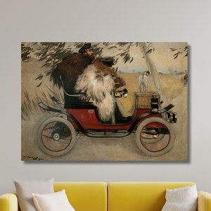 Ramon Casas y Pere Romeu en un automóvil 1901 Arte de pared, Lienzo de Ramon Casas, Impresión de reproducción de Ramon Casas, Arte de retrato, Arte de pared vintage