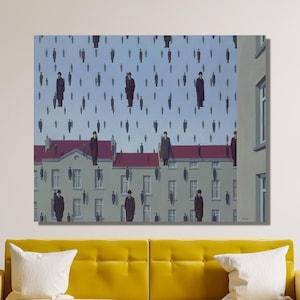 Golconda Canvas Painting by Rene Magritte, Rene Magritte Poster Print Art Wall Decor,Rene Magritte Surrealism Poster Print, Classic Wall Art
