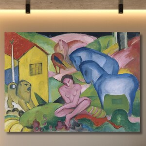 Franz Marc The Dream Canvas Print,Franz Marc Wall Art,Franz Marc Artwork,Modern Canvas ,Colorful Art Print,Abstract Wall Decor Reproduction
