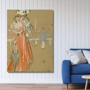 La figura femenina roja de Ramón Casas, lienzo para pared, póster de Ramón Casas, galería de obras de Ramón Casas, impresión de bellas artes, impresión de arte vintage