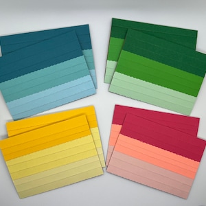 Scalloped Mini Cards Pack with Ombre Design Blank Cards with Envelopes Stationary Pack Any Occasion Cards Handmade Stationary Set for Her