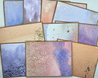 Watercolor Cards 12 Pack with Gold Accent for Thank You Notes for Friends Gift Blank Handmade Stationary 4.25 x 5.5 Cards for All Occasions