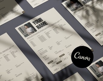Creative Resume Template with Photo, Modern CV Template 2024 Easily Edit on Canva, Simple and Clean Design, Professional CV/Resume Template