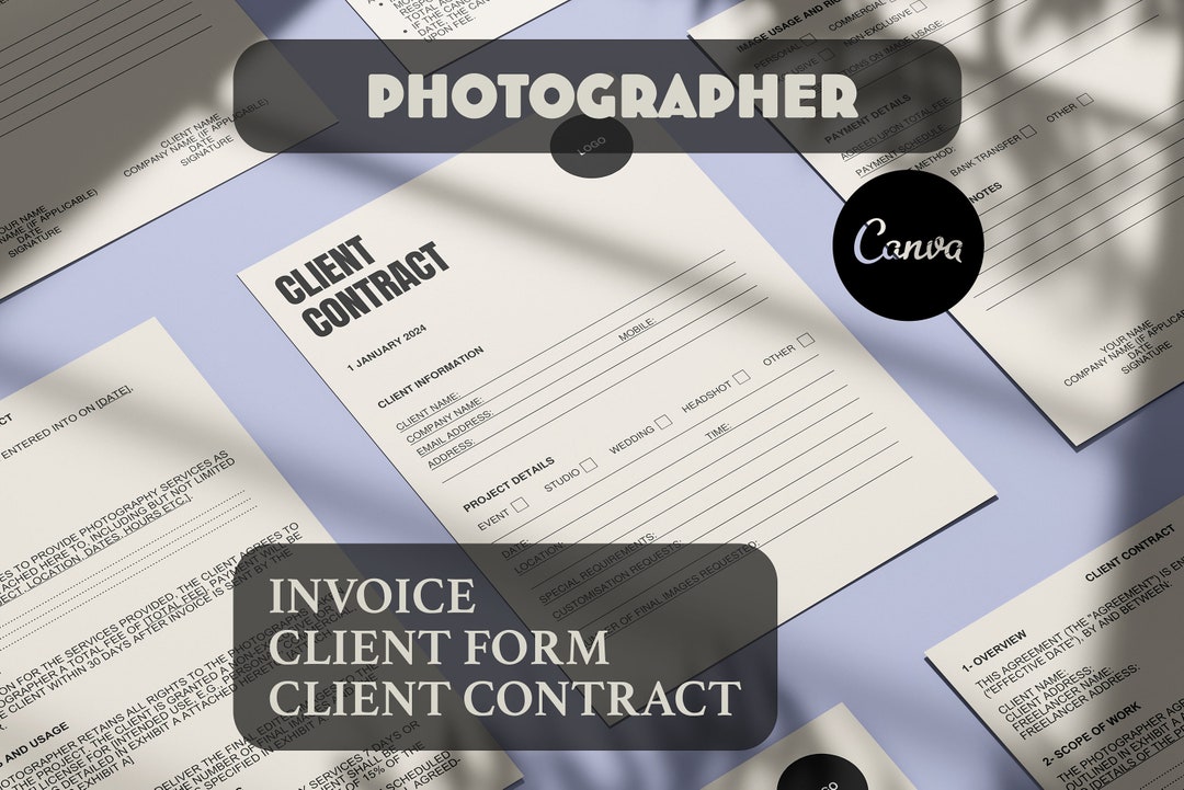 Freelancer Client Form, Photographer Client Form Contract and Invoice ...
