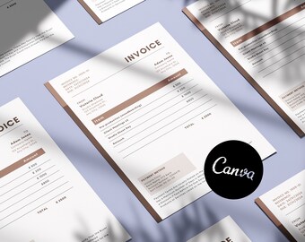 Modern and Professional Invoice Template, Easily Edit on Canva 1 Page Invoice, Simple Design, Print and Download Invoice Template 2024