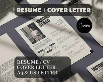 Unique Design Resume and Cover Letter Template with Photo, Easily Edit on Canva, Modern and Simple CV Design, A4 & Letter Size Template 2024