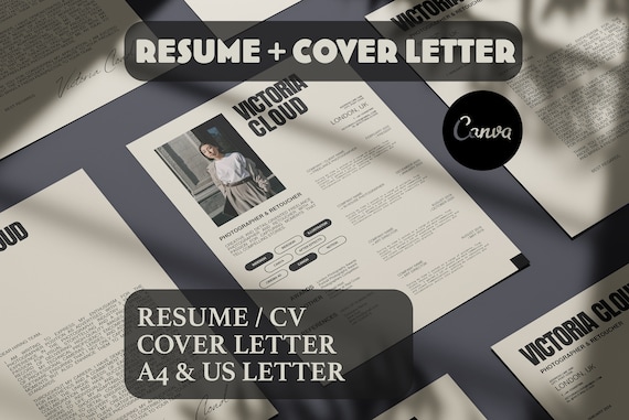 Unique Design Resume and Cover Letter Template with Photo, Easily Edit on Canva, Modern and Simple CV Design, A4 & Letter Size Template 2024