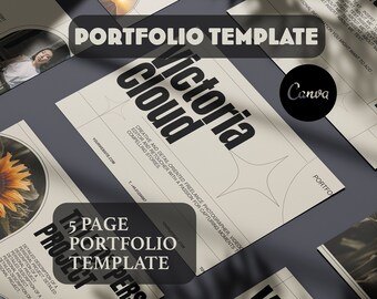 5 page Creative Portfolio Presentation Template for Freelancers, Creative Professionals, Designers, Easy Edit on Canva 2024 Unique & Simple