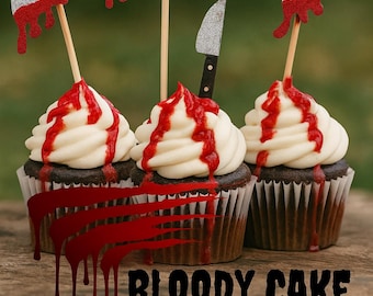 Adornos para tartas de terror (juego de 12/24 piezas): artículos para cupcakes y decoraciones DIY para fiestas de Halloween.