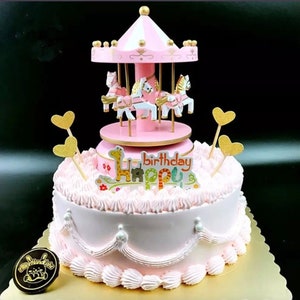 Musik Karussell Musik Kuchen Topper Kindergeburtstag Kuchen Dekoration Idee Für Pony Liebhaber Dekor Für Kinder Party Feiern Spieluhr