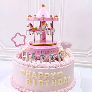 Kinderkuchen Geburtstag Topper Karussell Spieluhr Dekoration Kinderfeste Feiern Und Zubehör Zum Basteln Für Kuchendesign