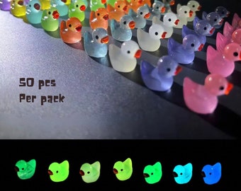 Glow in the dark ducks miniature toy charms 50 tiny resin ducks fun mini luminous duckies mini dioramas worlds art craft projects supplies