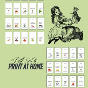 Dollhouse Miniature Spice Labels: Victorian Floral Printables (A4 PDF Download)