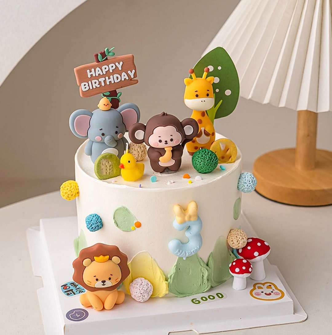 SUNBEAUTY Jungle Cake Decoration Torta di Compleanno Animal Cake Topper