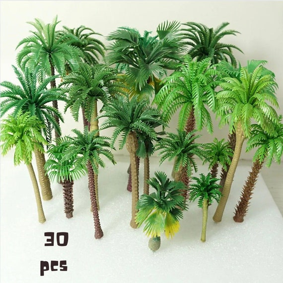 ミニチュアココナッツヤシの木：トロピカルジオラマモデル村用品（30個