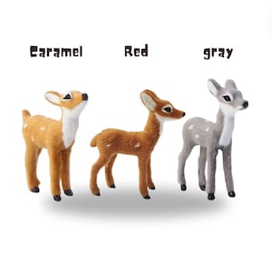 Cute Mini Lying & Standing Deer Reindeer Fairy Garden Autumn Christmas Dollhouse Miniatures, Simulation Furry Animal Model For Forest Scenes