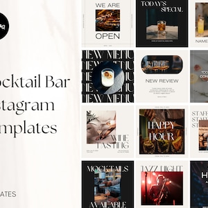 Plantilla de Instagram de bar de cócteles, restaurante, pub, alimentos y bebidas, hostelería, redes sociales de Canva, plantilla de publicación de Instagram