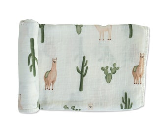 Desert Llama (White) Swaddle