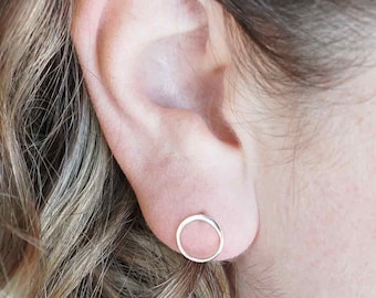 Sterling Silver Small Open Circle Post Earrings, Dainty Simple Jewelry, Gifts for Women, Minimalist Earrings, Ready to Ship, Mens Stud