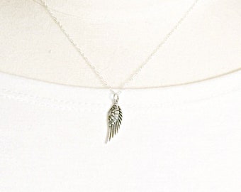 Angel wing necklace, Sterling silver loved one memory gift, charm necklace for woman, heavenly baby gift, remembrance, child loss