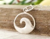 Wave necklace - sterling silver surfing jewelry - womens ocean beach wanderlust jewelry