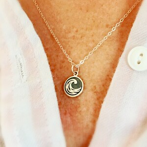 Wave necklace, sterling silver water element elements ocean jewelry surfing gift cancer scorpio pisces zodiac symbol, tropical adventure