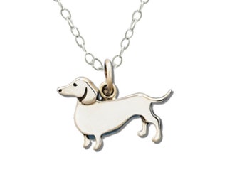 Collier teckel, bijoux pour animaux de compagnie, cadeau de maman de chien en argent sterling, chien de saucisse, cadeaux de petite amie, meilleur ami