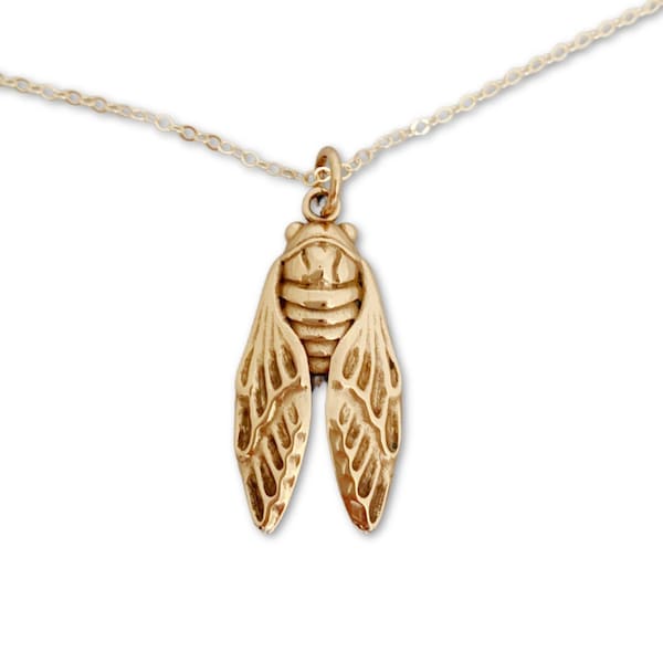 Yellow Cicada Necklace, womens jewelry, gift for girl best friend, sister, daughter, Big Bug, gold necklace