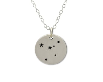 Cancer Zodiac Necklace, Constellation Jewelry with Stars, June July Womens Birthday Gift, Sterling Silver zodiac charm, celestial