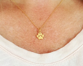 Minimalist Gold Paw Print Charm Necklace - Perfect Gift for Pet Lovers, Womens Gold Jewelry, cat mom or dog owner gift, dainty gold necklace