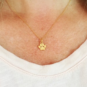 Minimalist Gold Paw Print Charm Necklace Perfect Gift for Pet Lovers, Womens Gold Jewelry, cat mom or dog owner gift, dainty gold necklace image 1
