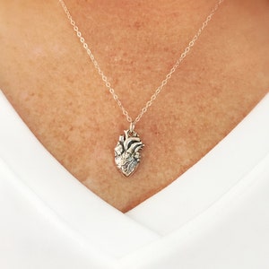 Anatomically Correct Heart Necklace, Anatomical Human Life Like, Sterling Silver Jewelry Womens Gift for doctor or nurse, I Carry Your Heart image 3