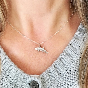 Sterling Silver Trout Necklace: Nature Jewelry, Fly Fishing Gift