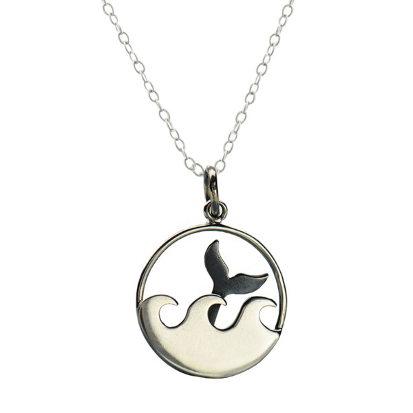 Sterling Silver Whale Tail Necklace: Abalone Shell Mermaid