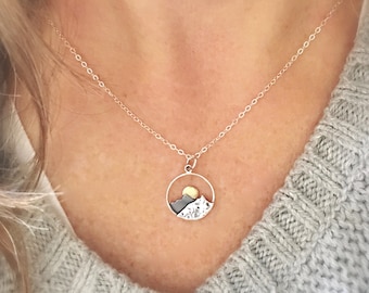 Mountain Necklace, Sterling Silver Necklaces for Women, Wanderlust Jewelry, Mothers Day Gifts, Ready to Ship Gifts for her, Teacher Day