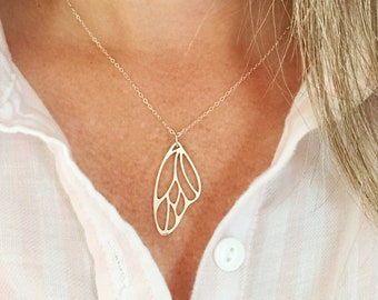 Butterfly wing necklace, sterling silver pendant for women, monarch butterfly, moth, wing charm, best friend gift, girlfriends, Mothers Day