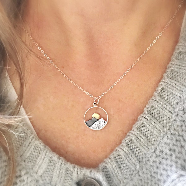 Mountain Necklace, Sterling Silver Necklaces for Women, Wanderlust Jewelry, Mothers Day Gifts, Ready to Ship Gifts for her, Teacher Day