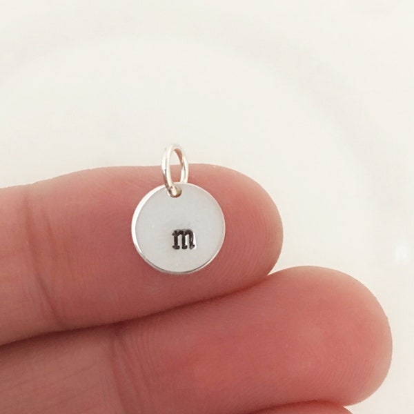 Sterling Silver small charm custom stamped - letter or number - add on