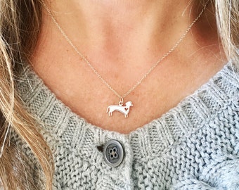 Dachshund necklace, pet jewelry, sterling silver dachshund gift for dog mom, wiener dog, girlfriend gifts, best friend, silver necklace