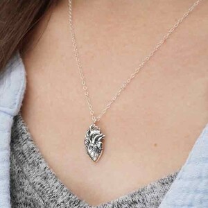 Anatomically Correct Heart Necklace, Anatomical Human Life Like, Sterling Silver Jewelry Womens Gift for doctor or nurse, I Carry Your Heart image 5