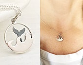 Whale Tail necklace - Sterling silver ocean wave jewelry - Mermaid charm - wave necklaces for women