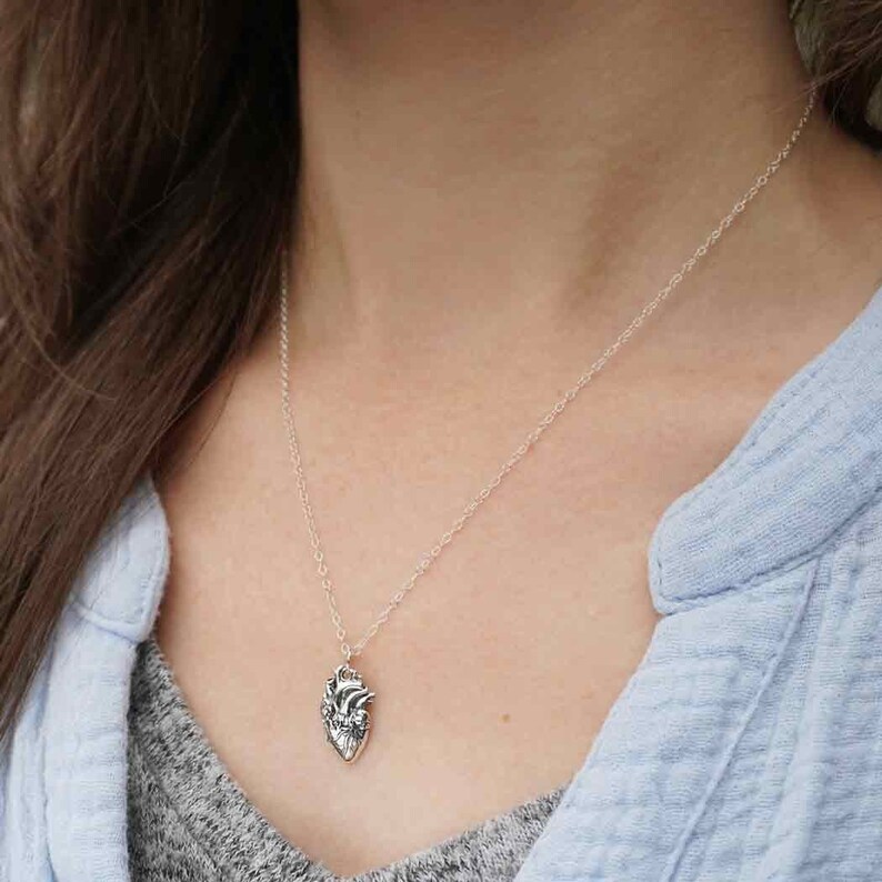 Anatomically Correct Heart Necklace, Anatomical Human Life Like, Sterling Silver Jewelry Womens Gift for doctor or nurse, I Carry Your Heart image 5